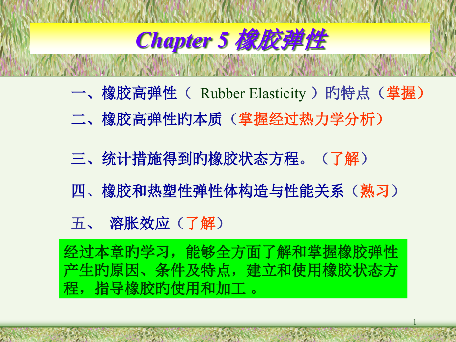 一橡胶高弹RubberElasticity的特点掌握.pptx_第1页