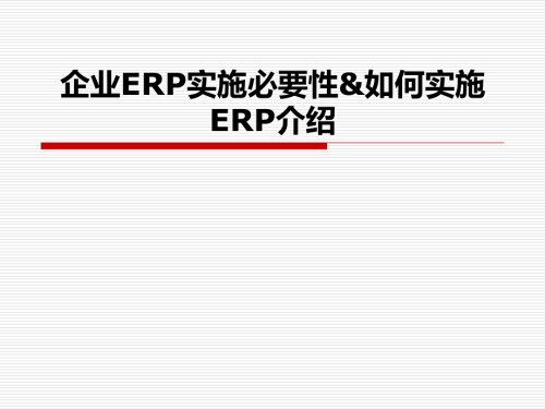 企业ERP实施必要性&如何实施ERP介绍.ppt