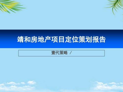 陕西富平县靖和房地产项目定位策划报告.ppt