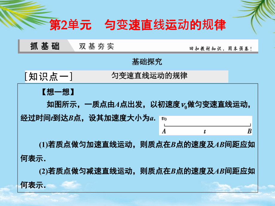 优化探究届高考物理一轮复习匀变速直线运动的规律课件.ppt_第1页