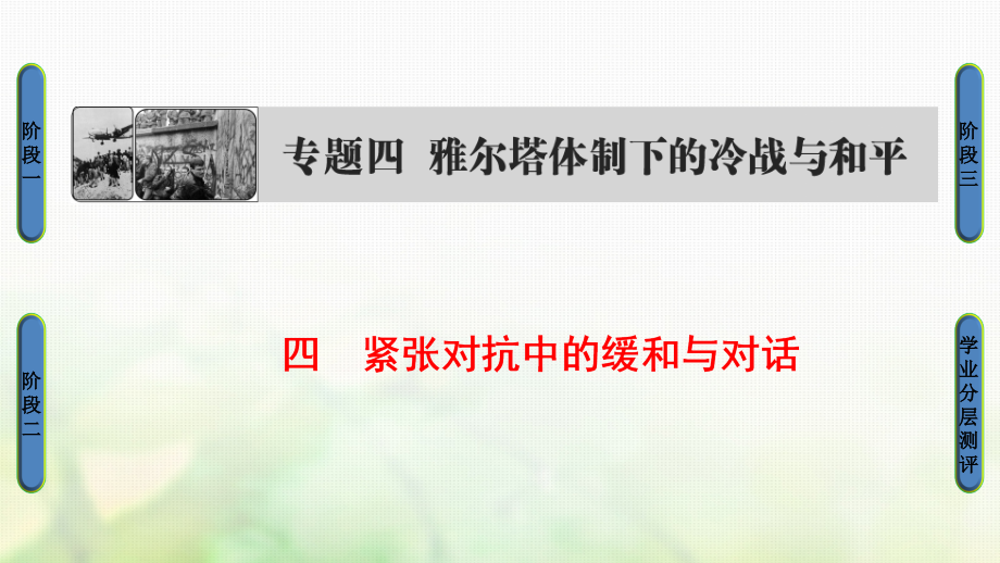 高中历史题4雅尔塔体制下的冷战与和平4紧张对抗中的缓和与对话课件人民版.ppt_第1页