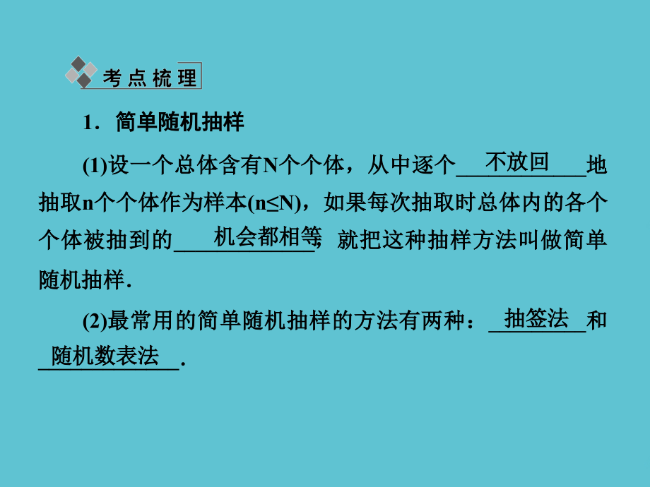 高考数学文一轮总复习人教广东专用第九章第二节随机抽样.ppt_第2页