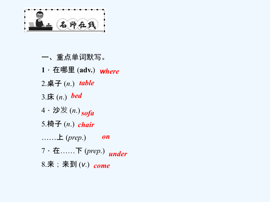 原秋七年级英语上册UnitWheresmyschoolbag基础知识复习小测.ppt_第2页