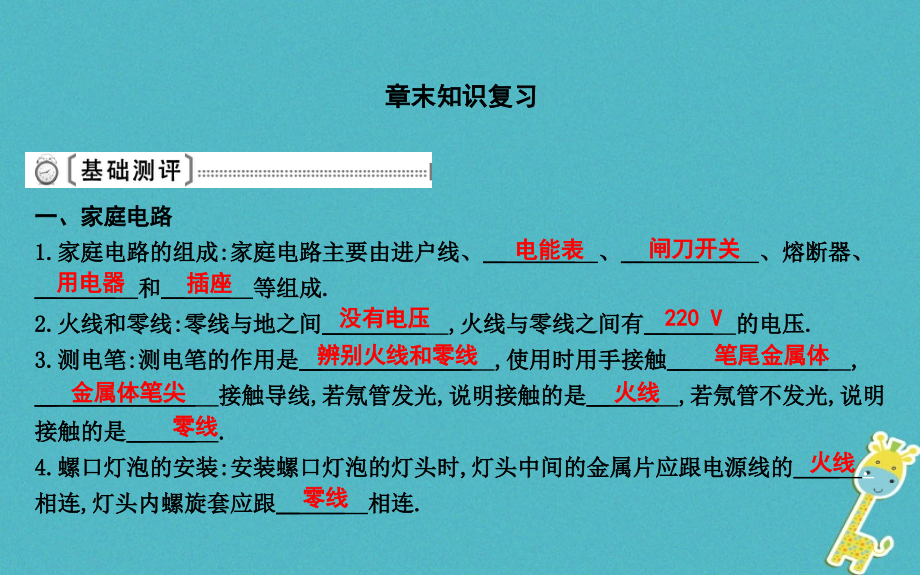 九年级物理下册第18章家庭电路与安全用电章末知识复习粤教沪版.ppt_第1页