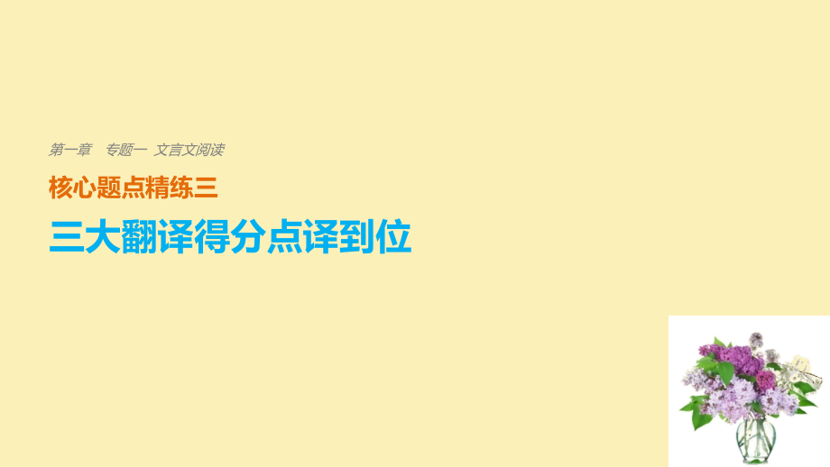 2019届江苏专用高考语文二轮复习考前三个月第一章核心题点精练专题一文言文阅读精练三三大翻译得分点译到位.ppt_第1页