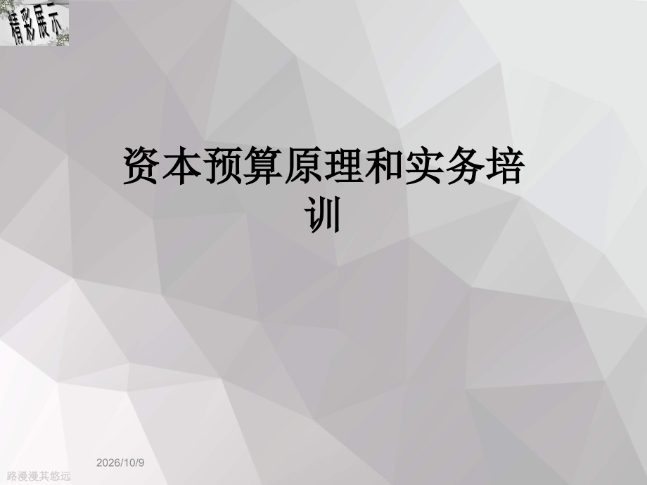 资本预算原理和实务培训.ppt_第1页