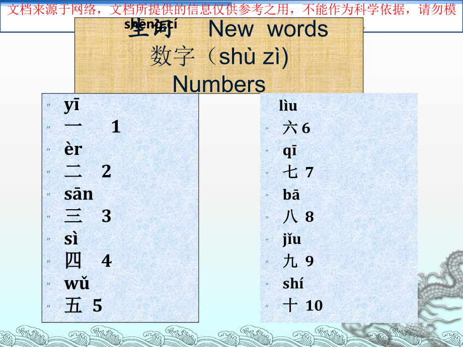 汉语会话句打招呼和数字专业知识讲座.ppt_第1页