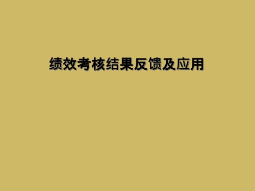 绩效考核结果反馈及应用.ppt