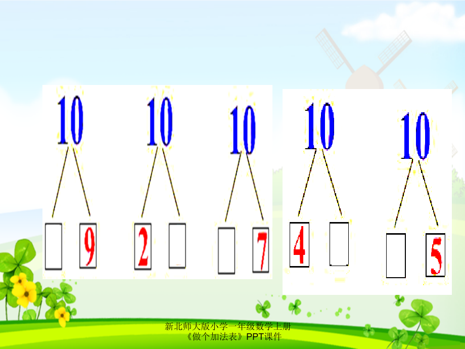 新北师大版小学一年级数学上册做个加法表.ppt_第2页