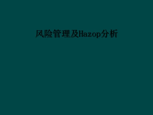 风险管理及Hazop分析.ppt