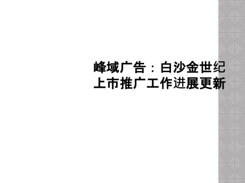 峰域广告：白沙金世纪上市推广工作进展更新.ppt