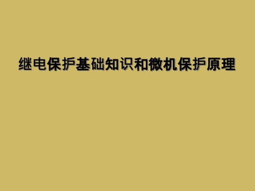 继电保护基础知识和微机保护原理.ppt
