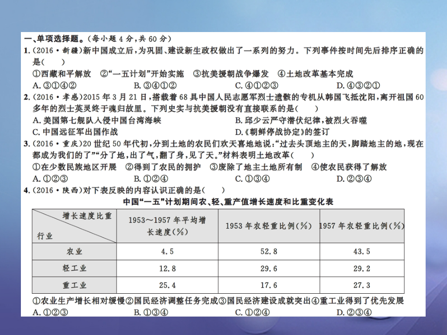 中考历史总复习阶段测试(三)中国现代史.ppt_第2页