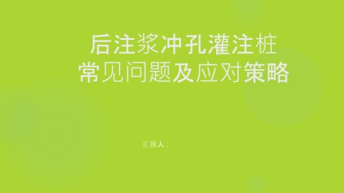 冲孔灌注桩基常见问题及应对策略.ppt