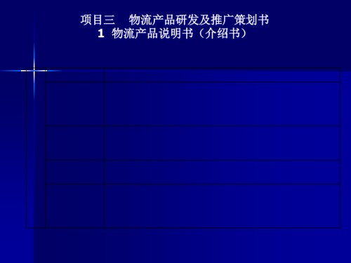 物流服务营销项目三-物流产品研发及推广策划书.ppt