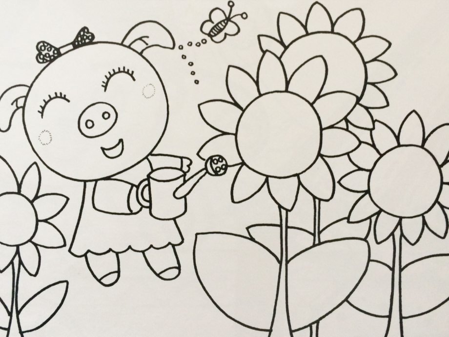 儿童画(线描画给花浇水).ppt_第2页