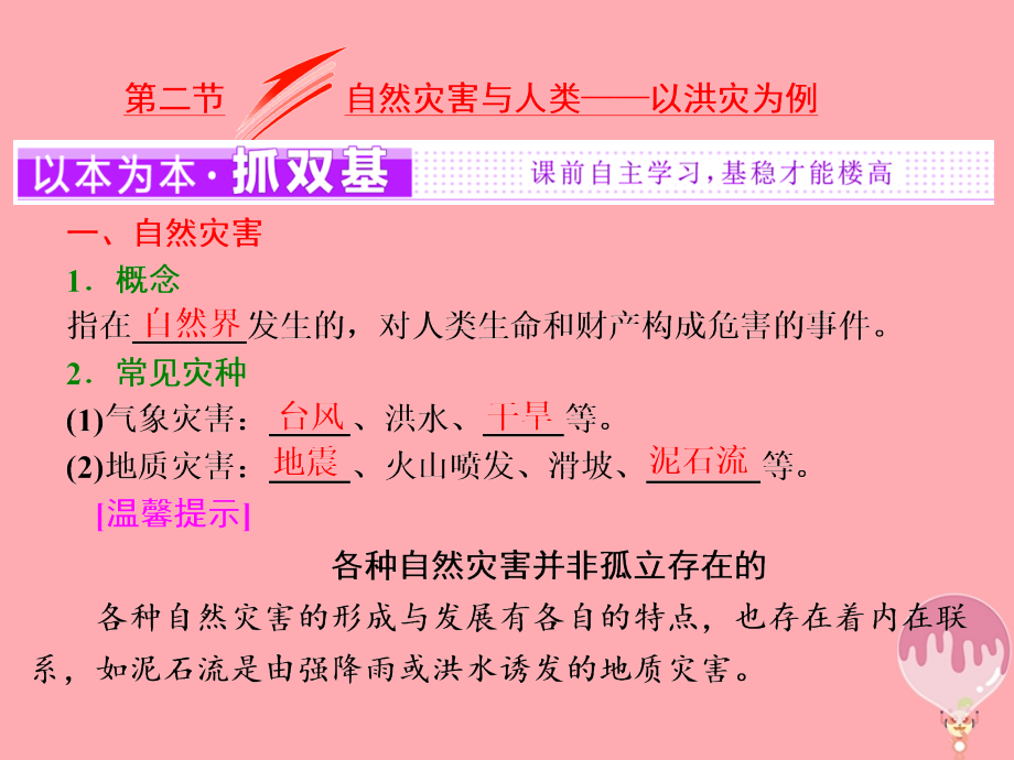 高中地理第四单元从人地关系看资源与环境第二节自然灾害与人类——以洪灾为例课件鲁教版.ppt_第1页