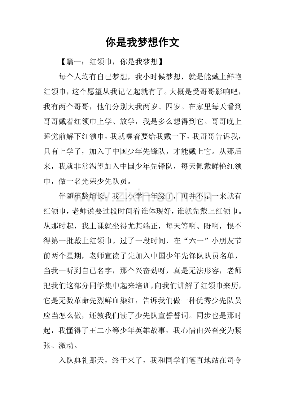 你是我的梦想作文.docx_第1页