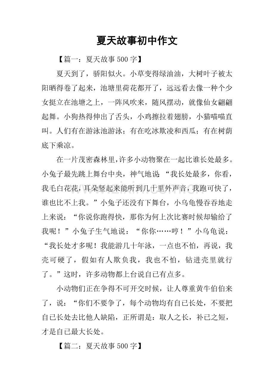2025年夏天的故事初中作文.docx_第1页