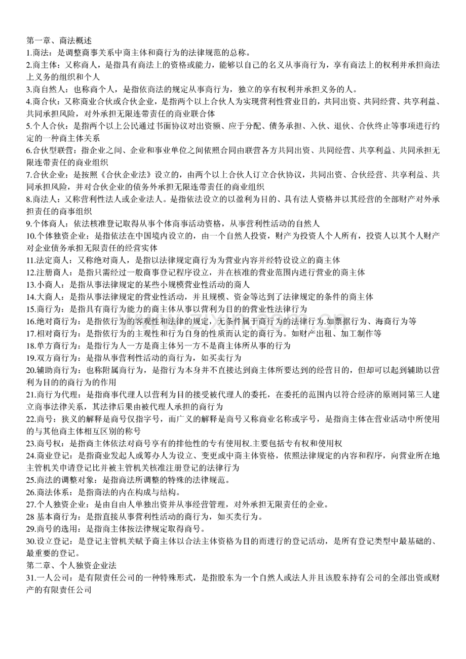 自考电子商务专业--商法二复习资料.pdf_第1页