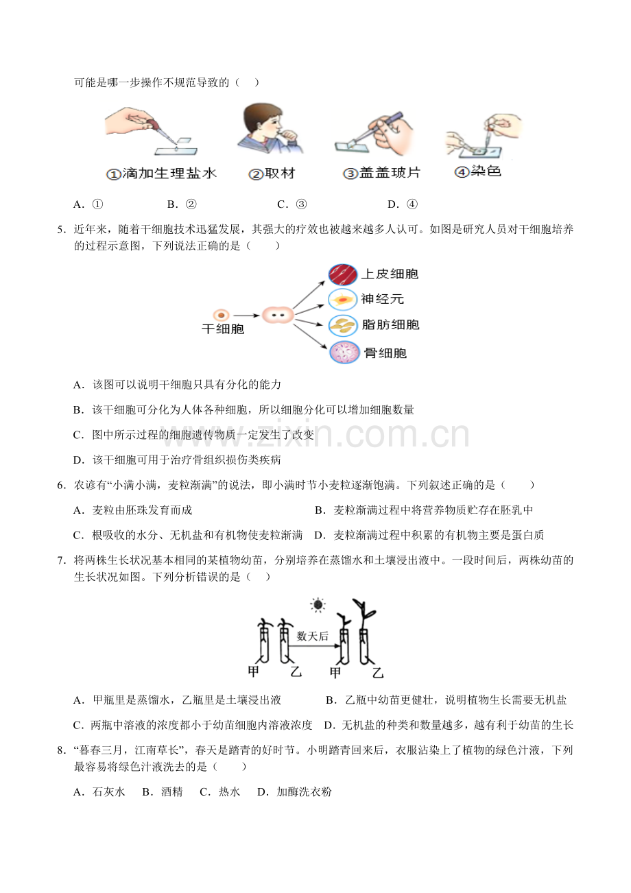 2024年中考生物（苏州）第二次模拟考试（含答案）.docx_第2页