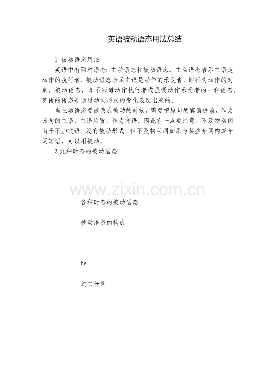 英语被动语态用法总结.docx_第1页