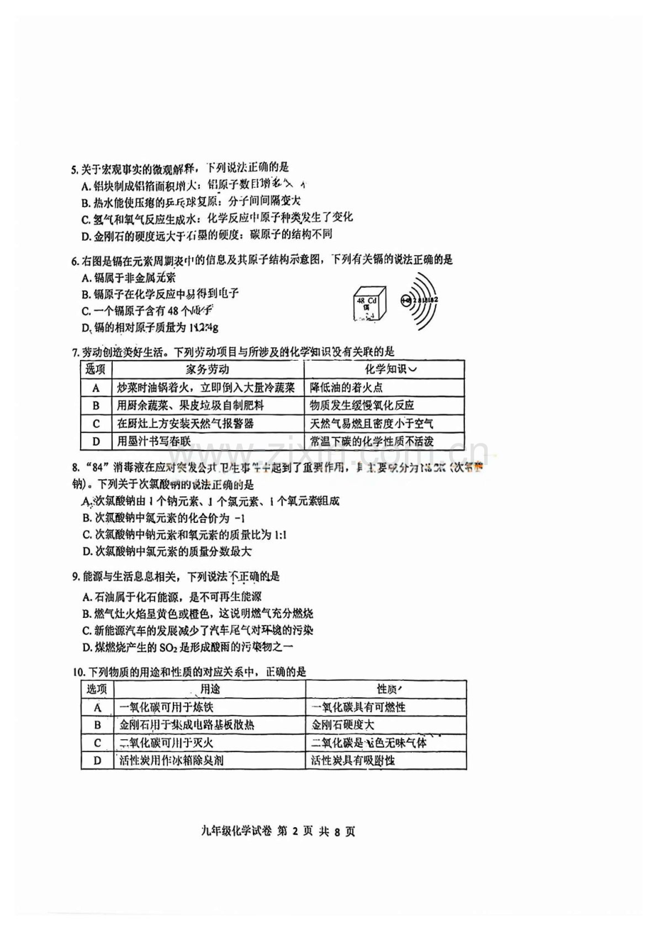 广州市南沙区2025-2026九年级上册化学期末试卷（学生版）.docx_第2页