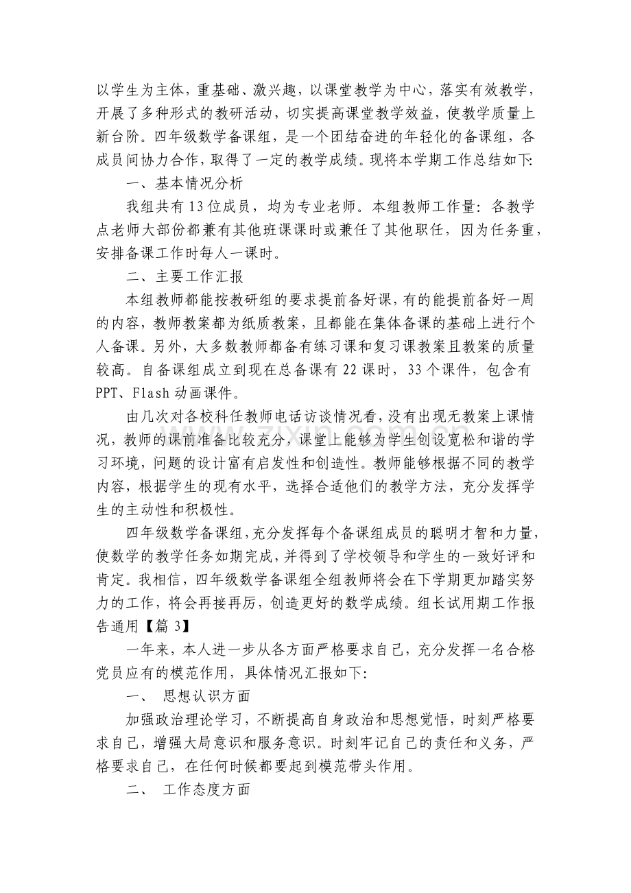 组长试用期工作报告(通用五篇).docx_第2页