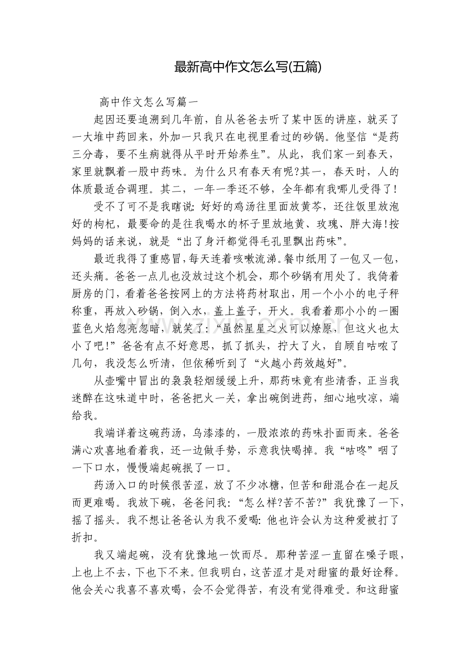 高中作文怎么写(五篇).docx_第1页