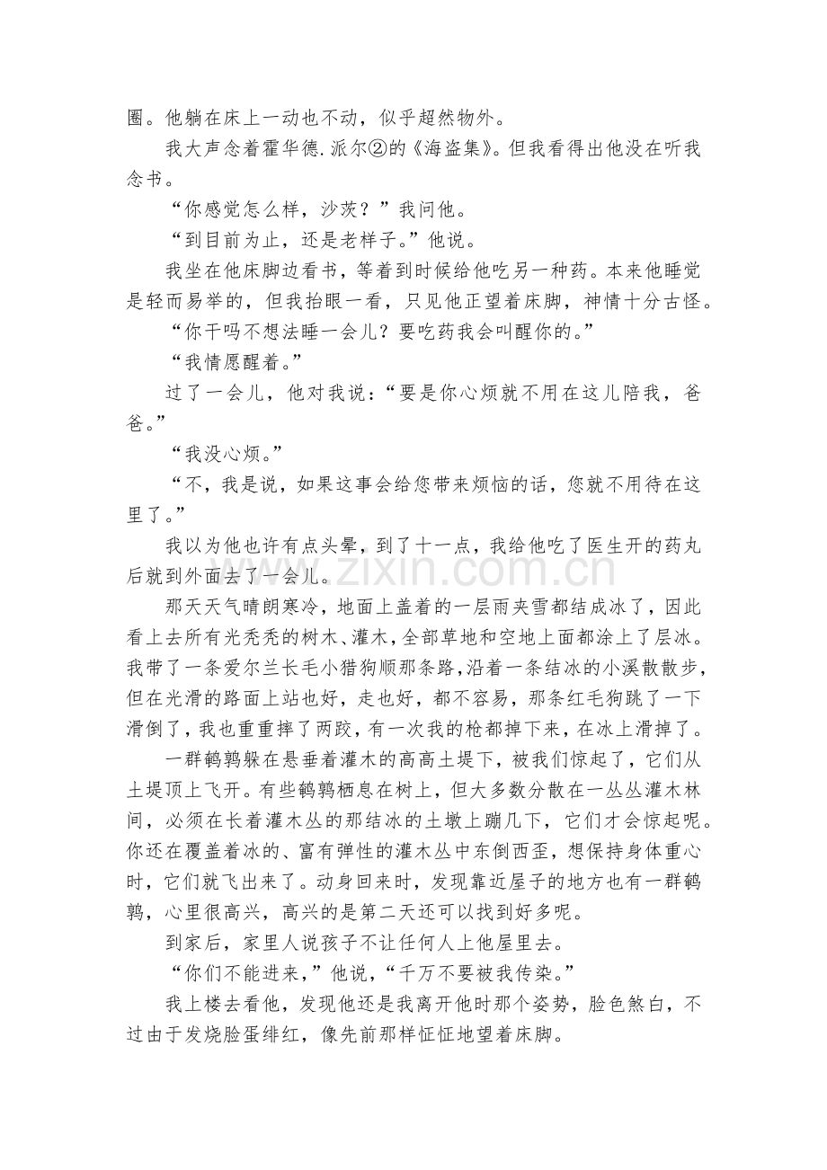 统编版高中语文选择性必修上册《老人与海(节选)》课时作业--统编版高二选择性必修上.docx_第2页