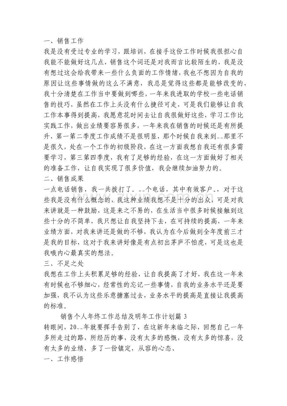 销售个人年终工作总结及明年工作计划(五篇).docx_第2页