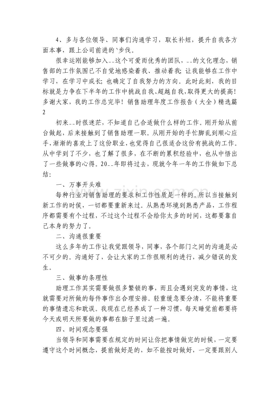 销售助理年度工作报告(大全5篇).docx_第2页