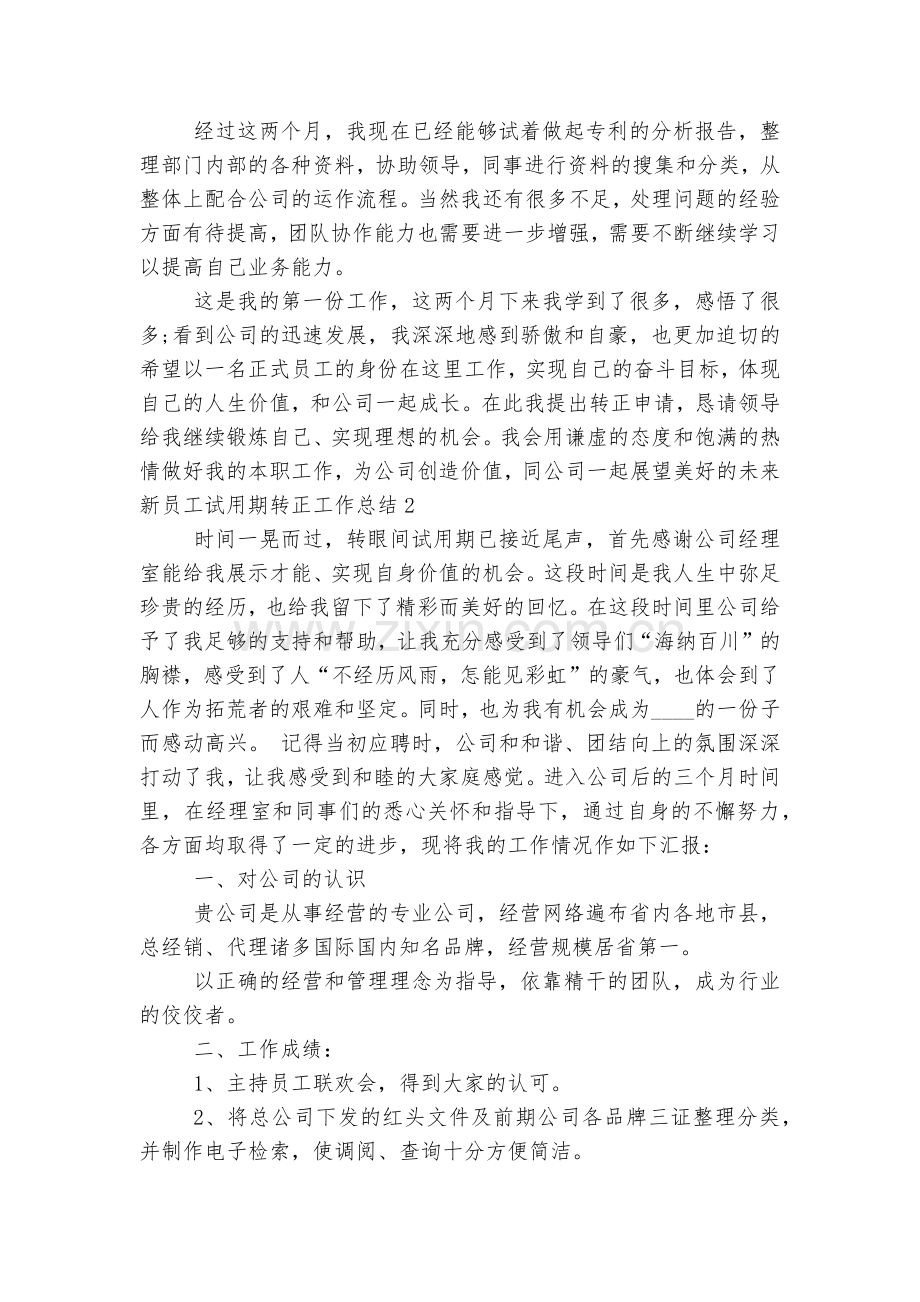 关于新员工试用期转正工作总结7篇.docx_第2页