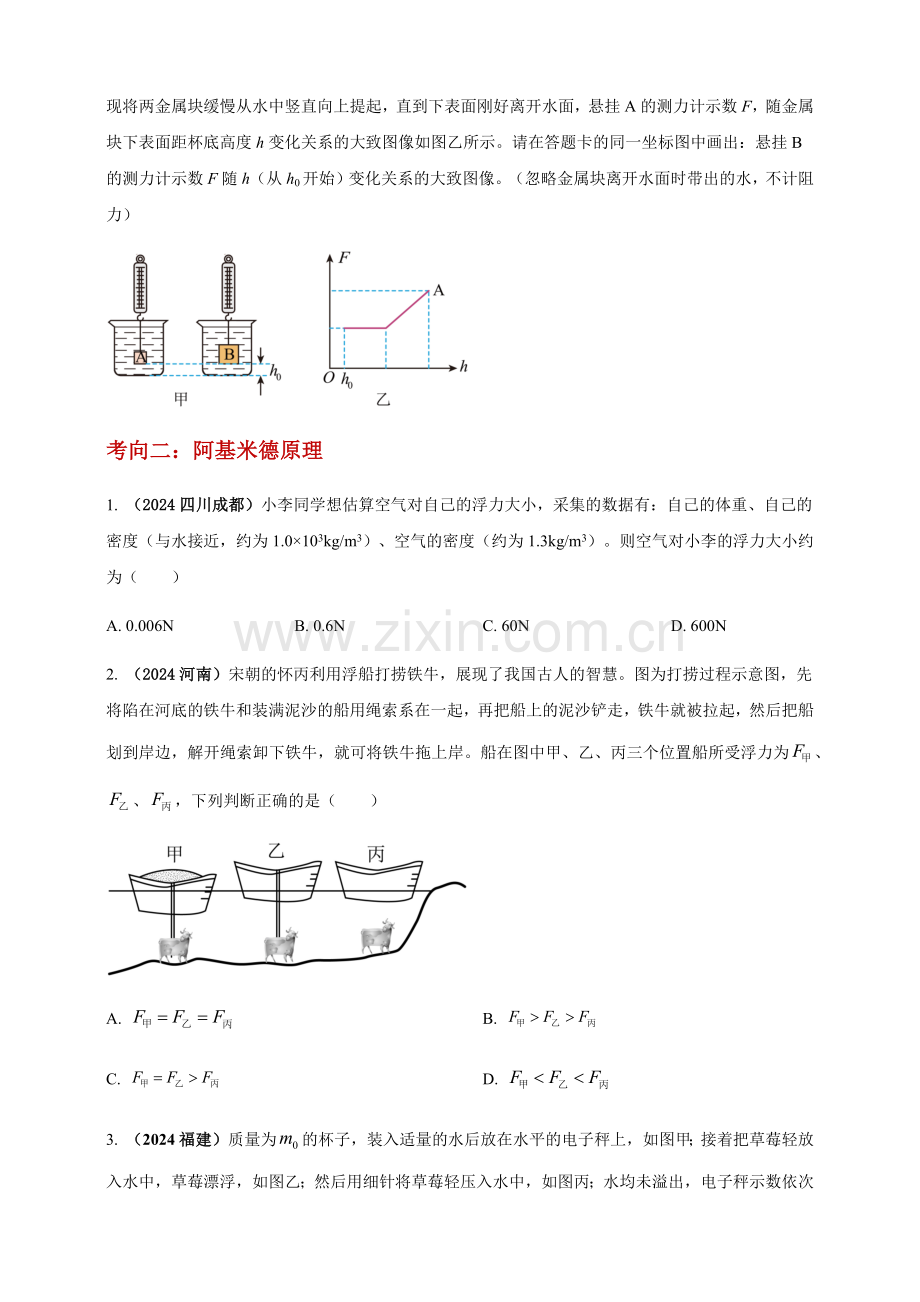 2024年中考物理真题分类汇编——浮力及其应用（含答案）.docx_第2页