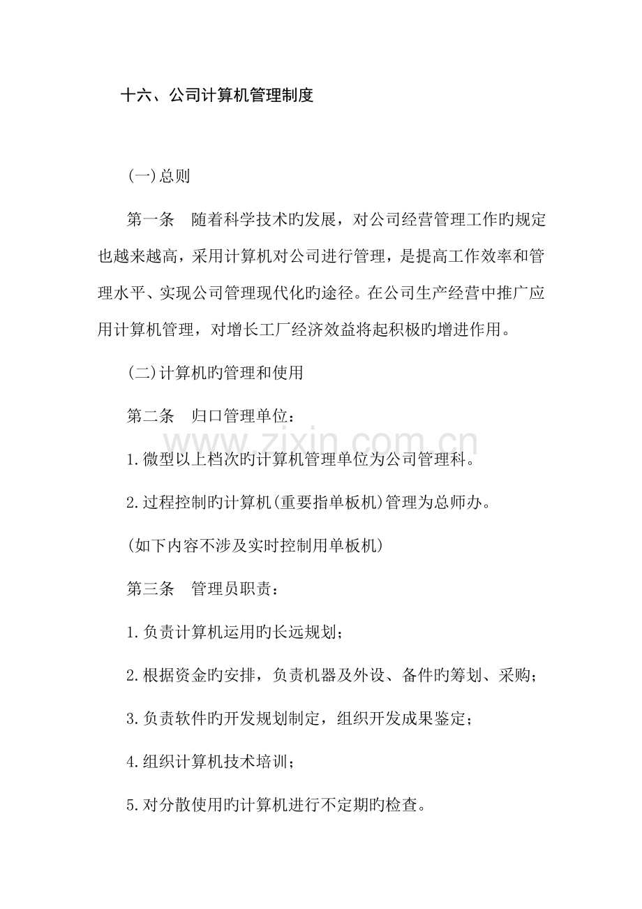 企业计算机管理制度模板.docx_第1页