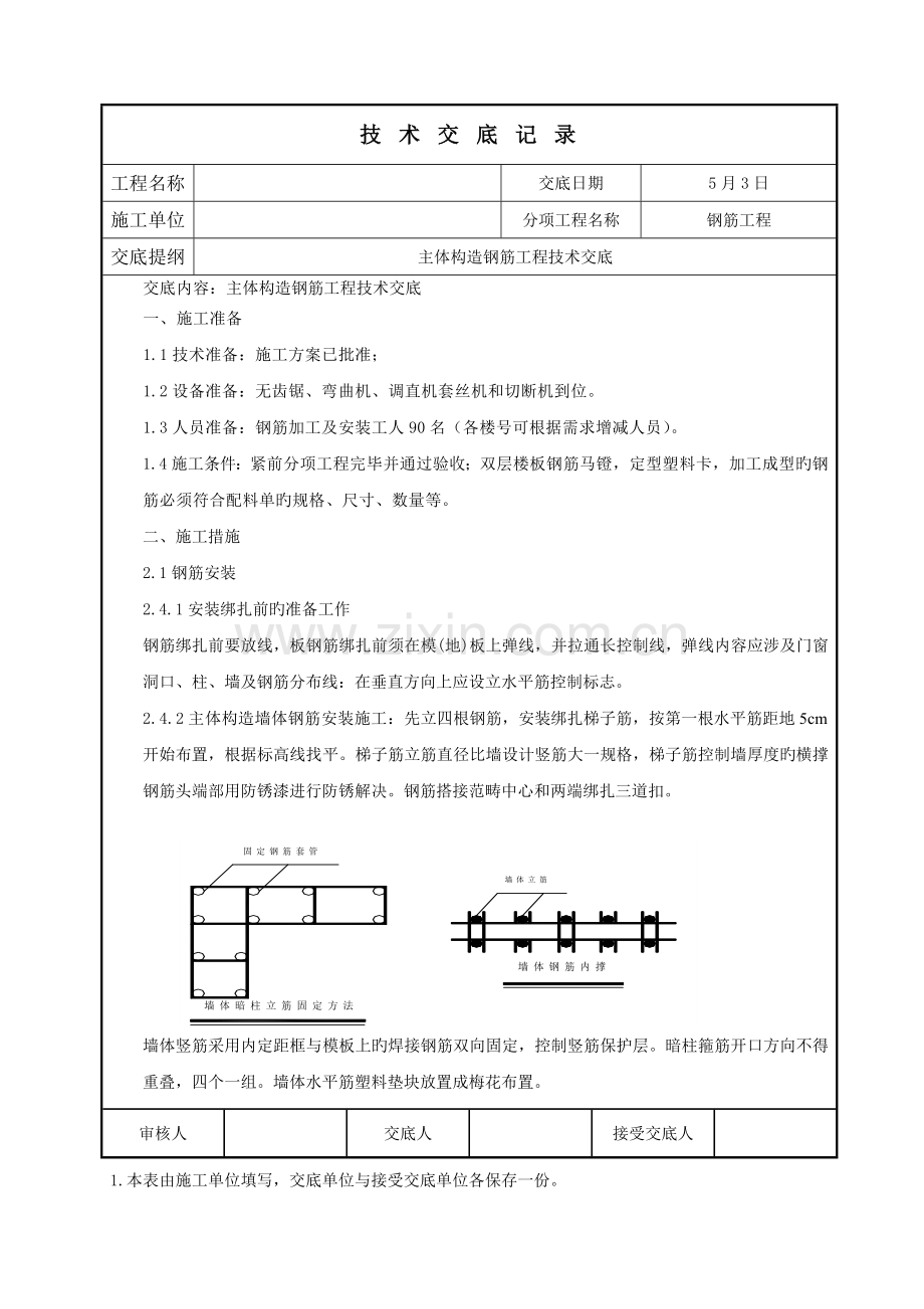 主体结构钢筋工程技术交底.docx_第1页