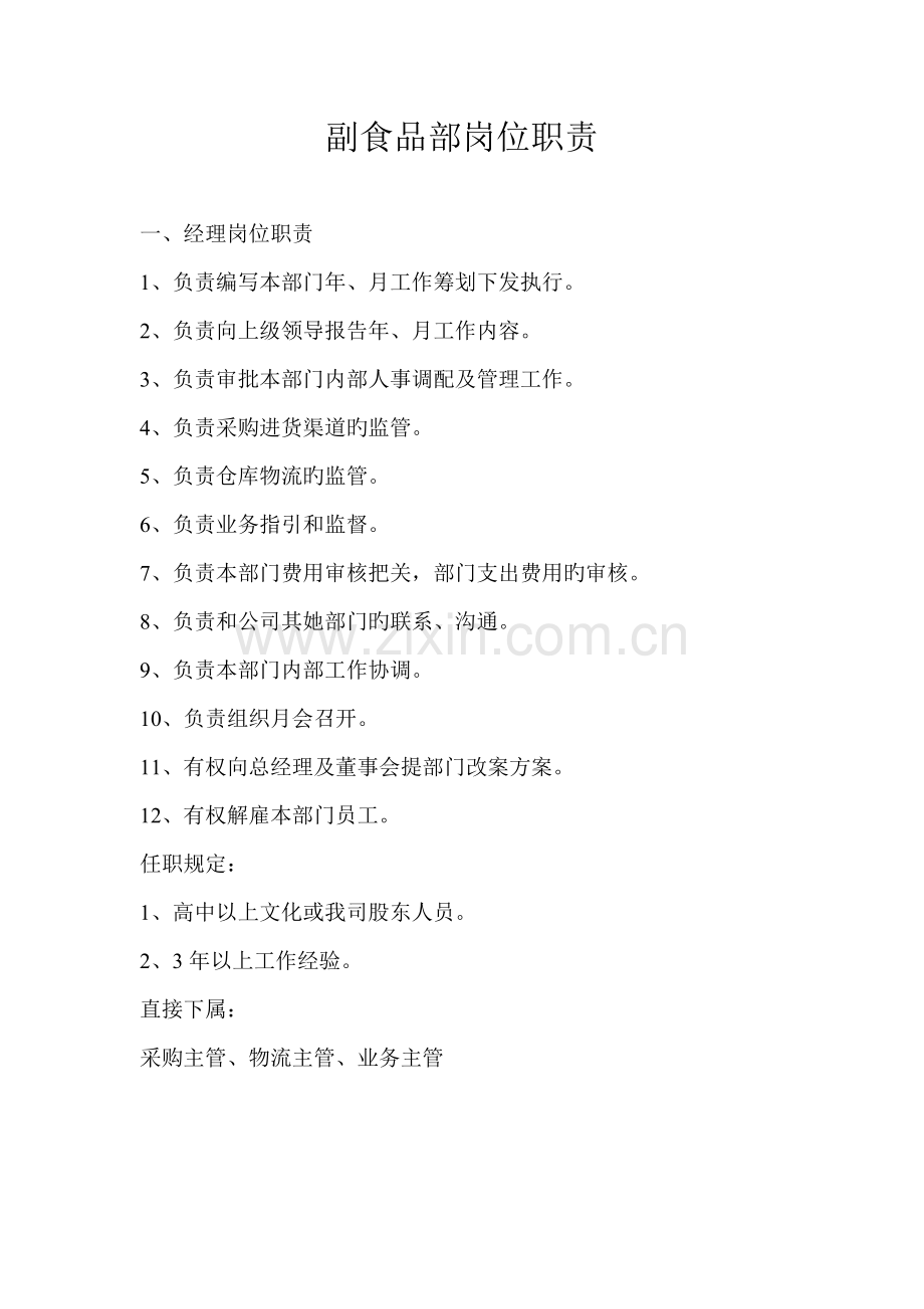 副食品部岗位职责.docx_第1页