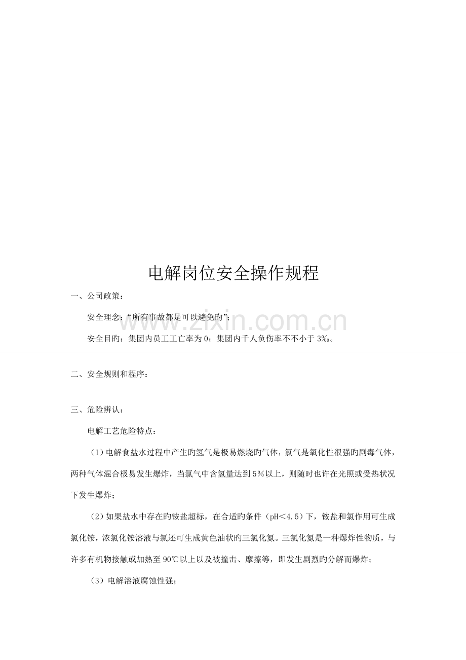 电解岗位安全操作规程论述.docx_第1页