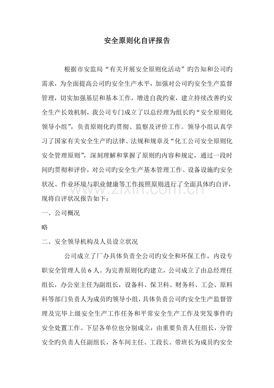 安全标准化自评报告范本.docx_第1页