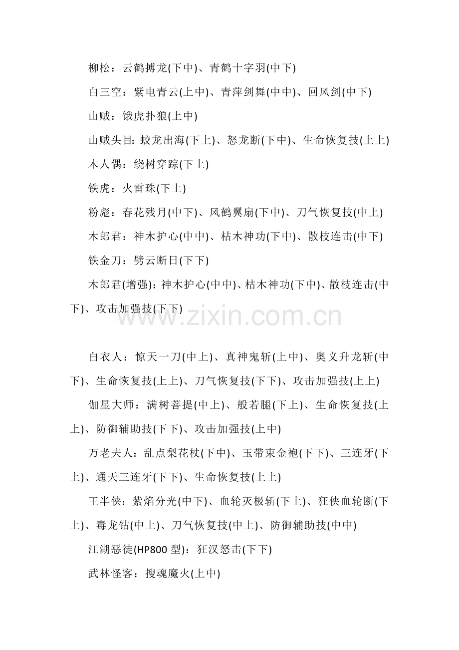 电脑游戏 浣花洗剑录 人物出招列表.docx_第1页