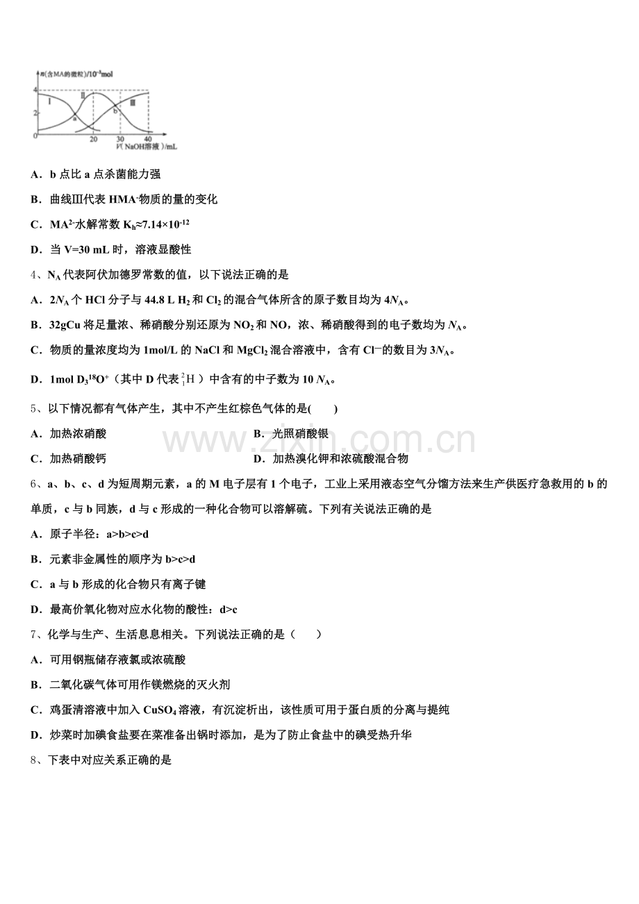 2025-2026学年江西省奉新县第一中学高考适应性月考卷（六）化学试题含解析.doc_第2页