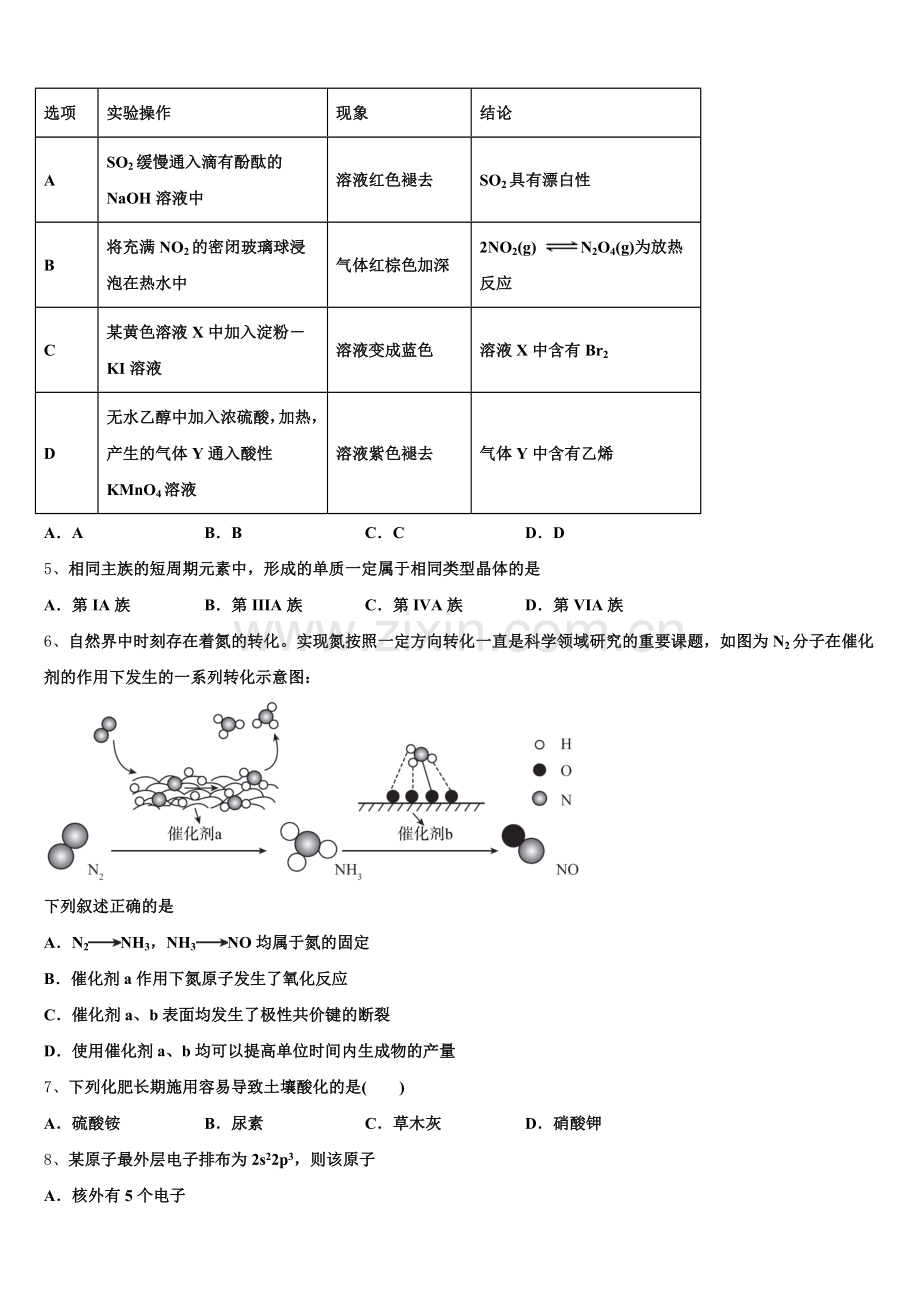 2026届宁夏平罗县高三（实验班）第一次模拟化学试题试卷含解析.doc_第2页