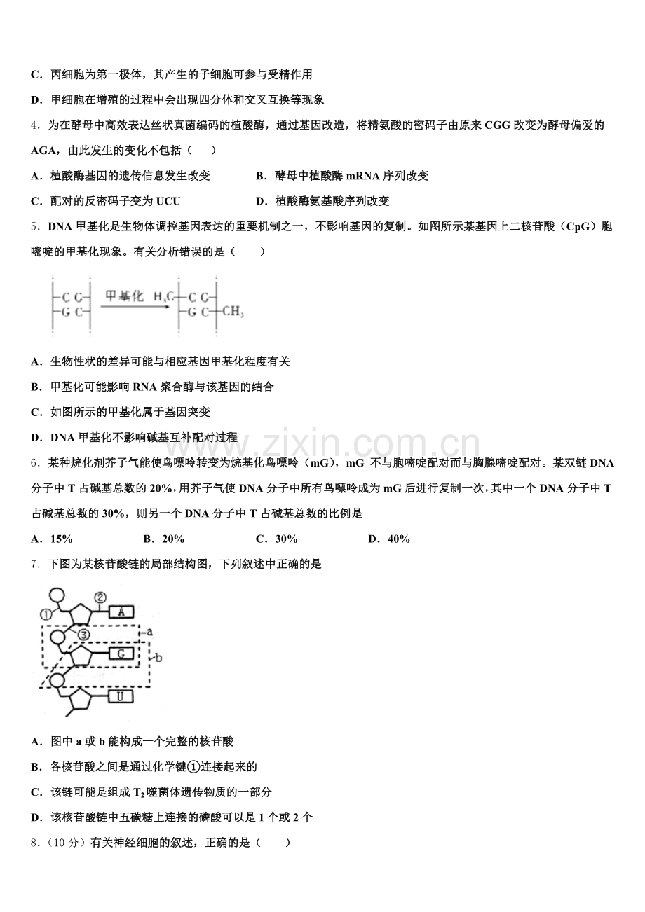 福建省漳州第八中学2025-2026学年高三下学期阶段性考试（一）生物试题试卷含解析.doc_第2页