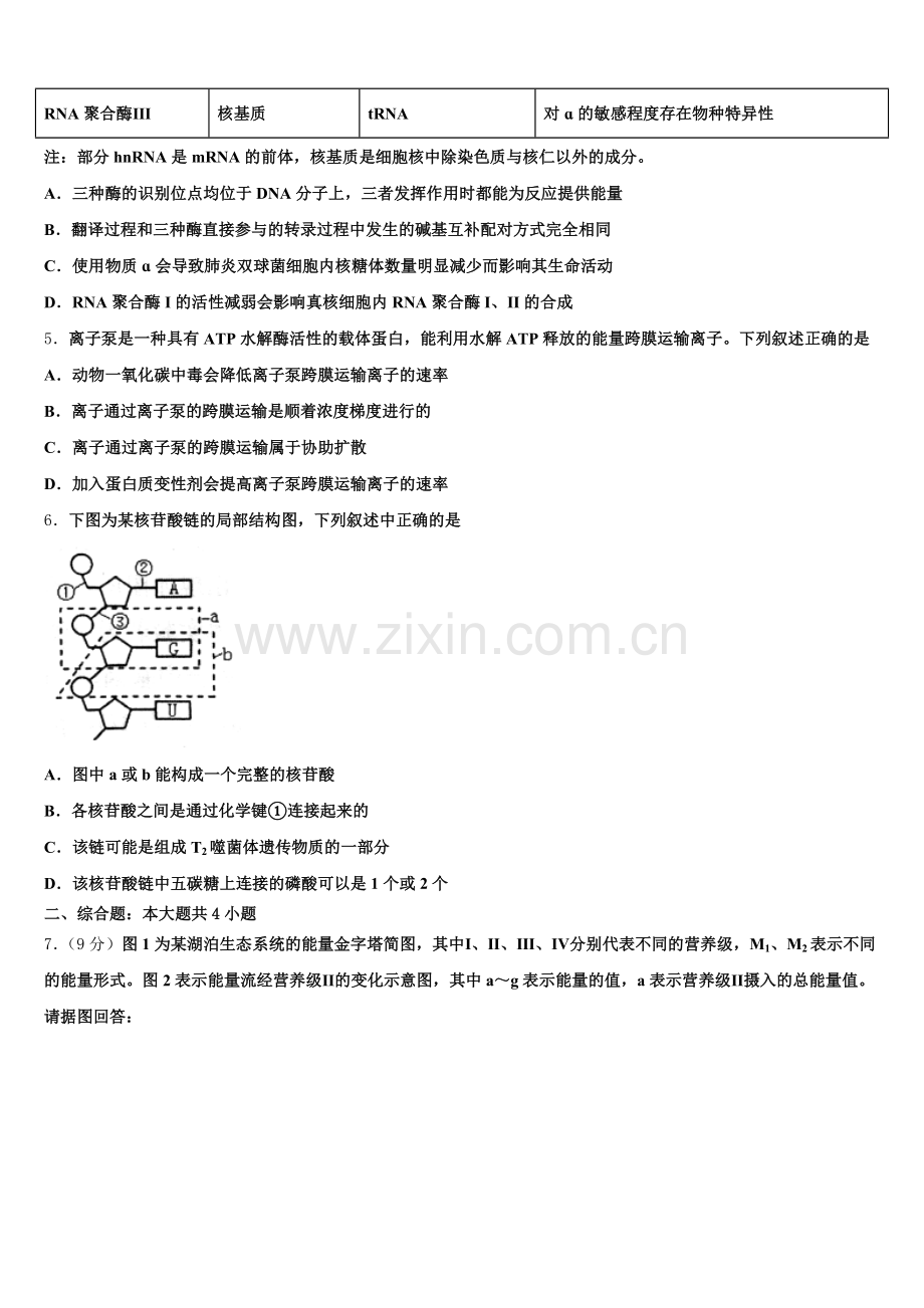 湖北省武汉市2025-2026学年高三下学期第五次月考（期末）生物试题含解析.doc_第2页