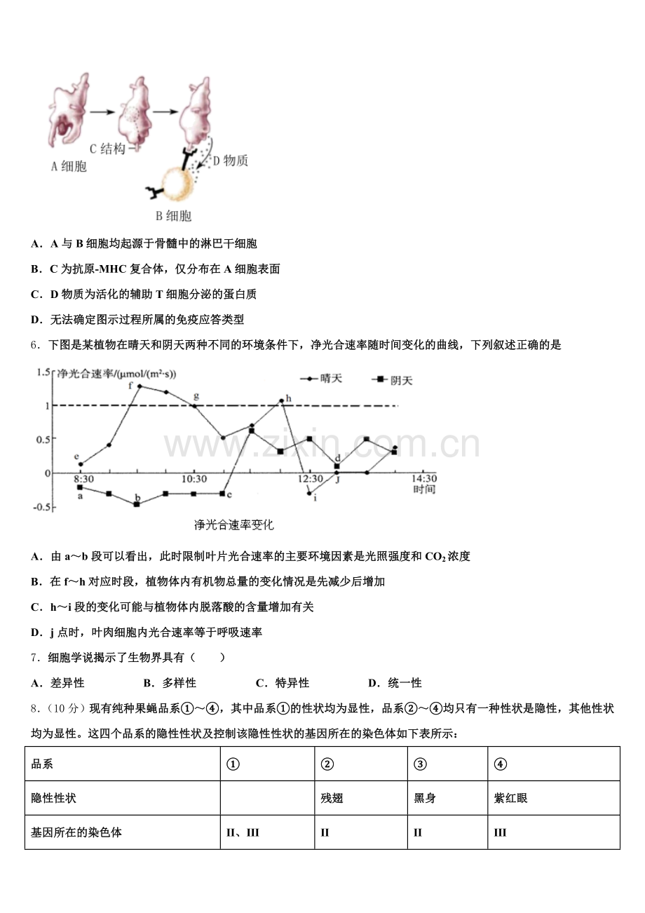 上海市金山区2026年高三下-期中联考生物试题试卷含解析.doc_第2页