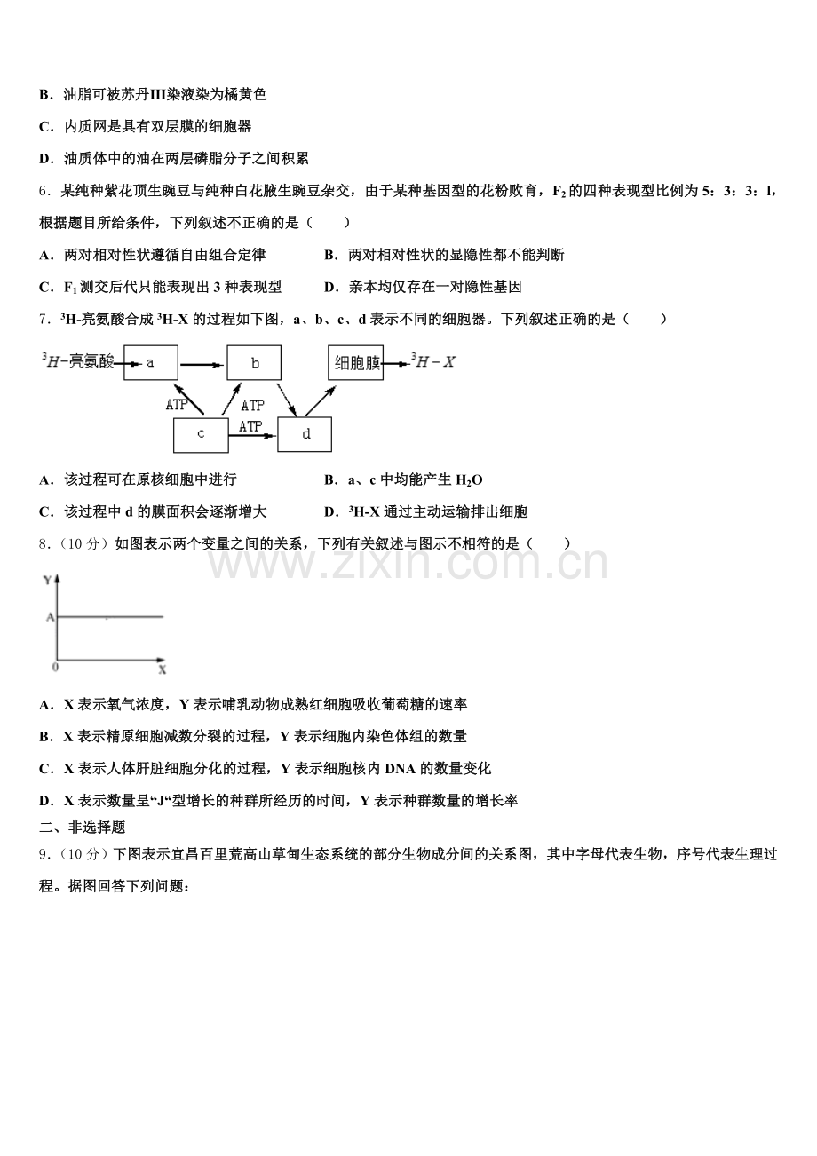 2026年黑龙江省鸡西虎林市东方红林业局中学高三五校联谊期中考试试卷生物试题含解析.doc_第2页