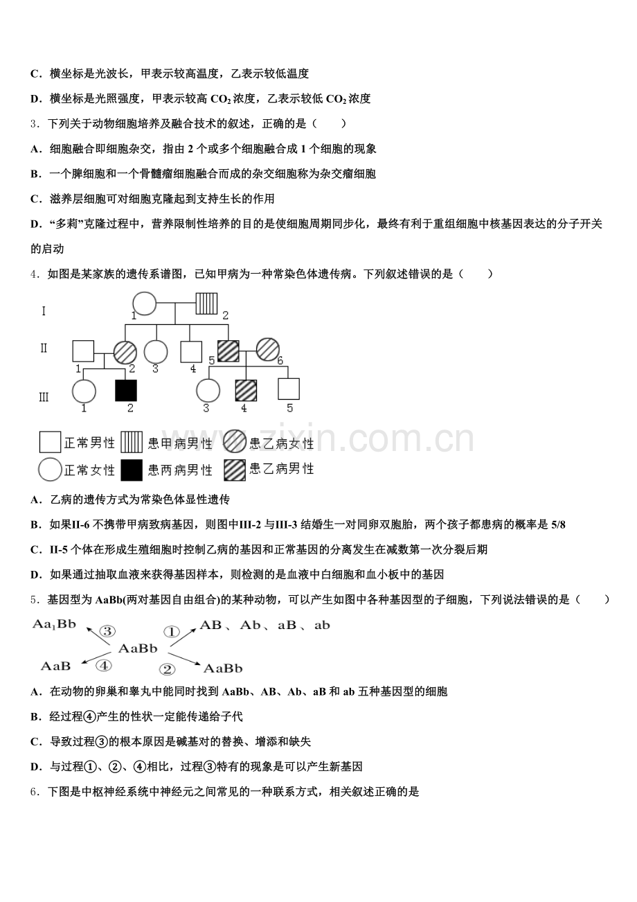 上海市高桥中学2026届高三下学期第二次三模生物试题含解析.doc_第2页