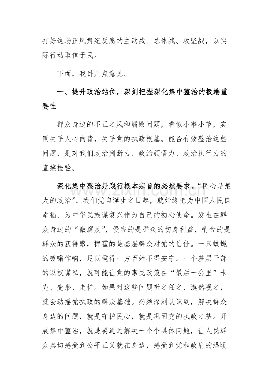 书记在2025年深化群众身边不正之风和腐败问题集中整治推进会议上的讲话范文.docx_第2页