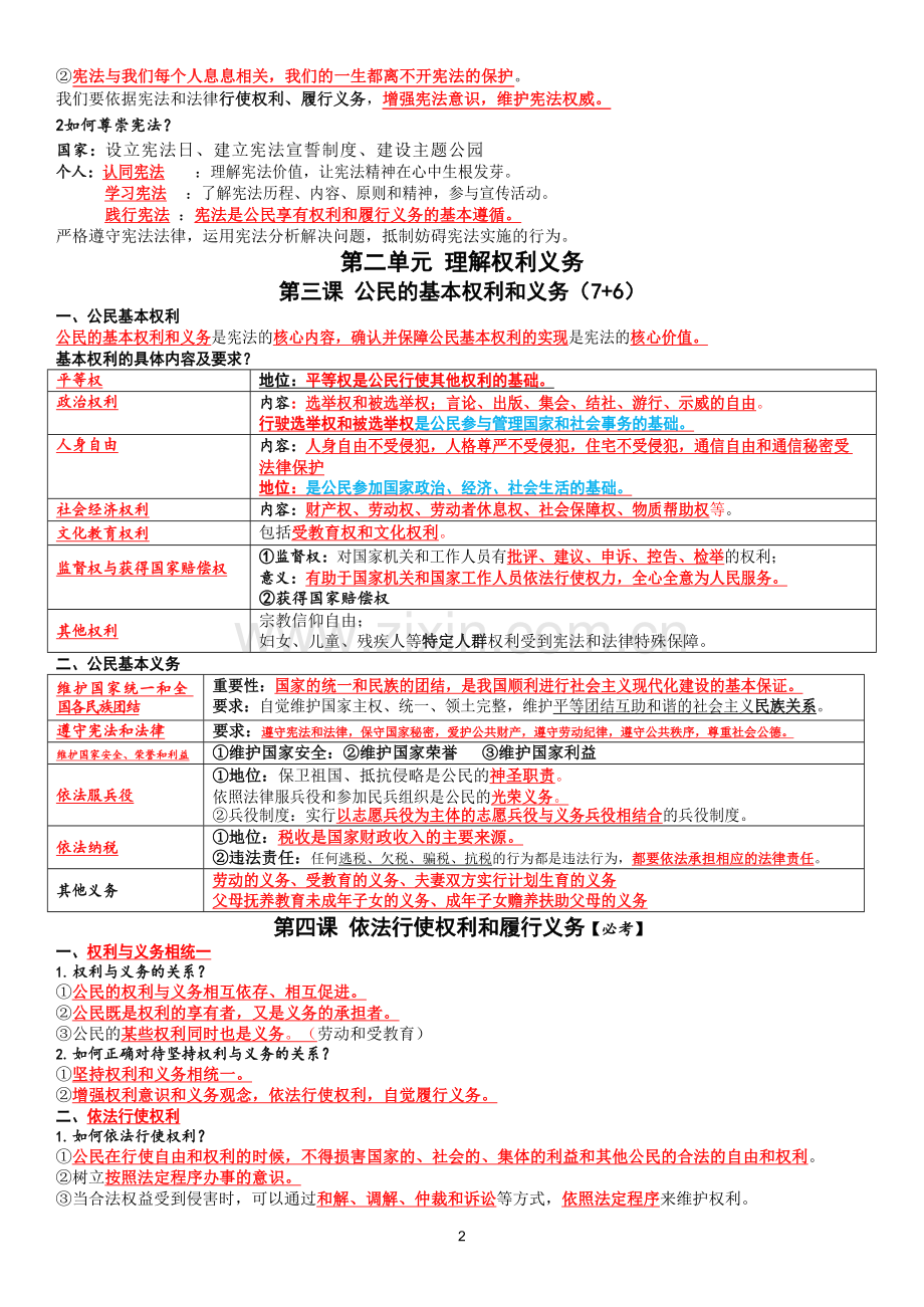 2026年新版八年级下学期道德法治核心知识点整理资料.docx_第2页