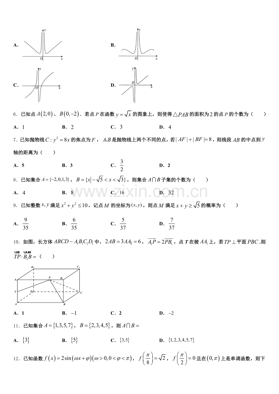深圳市育才中学2026年高三下学期二轮阶段性检测试题数学试题含解析.doc_第2页